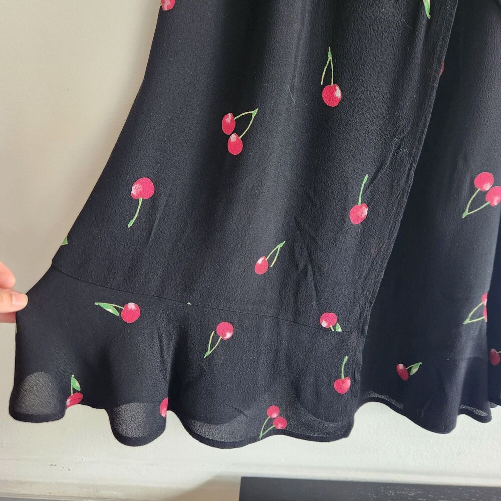 Rails Aimee Black Cherry Print Wrap Mini Dress Size M novelty summer vacation - Picture 5 of 10